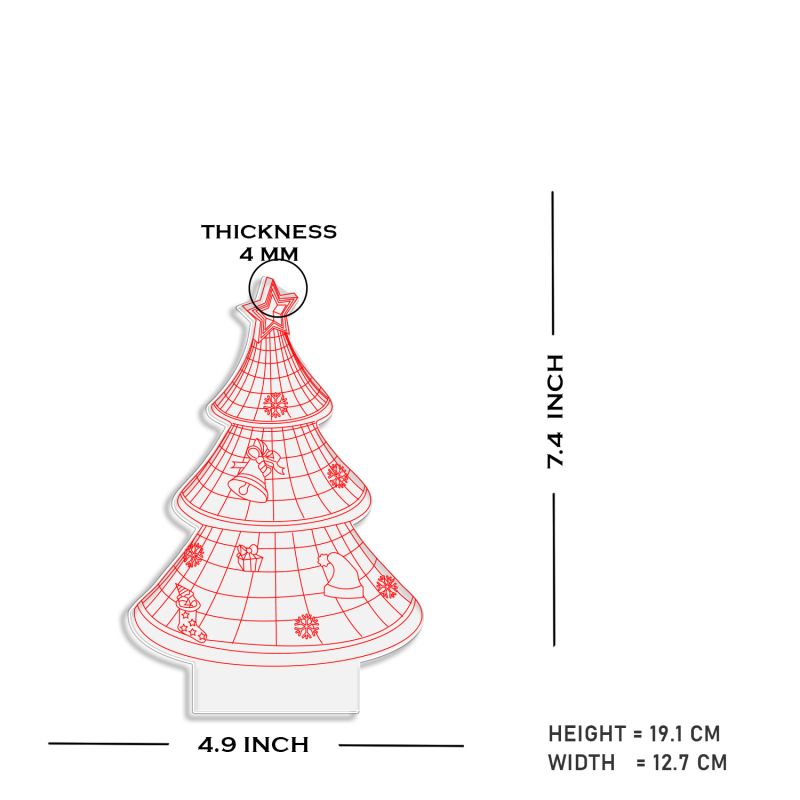 3D Illusion Christmas Tree Led Night lamp with Warm White Color Gift for Christmas